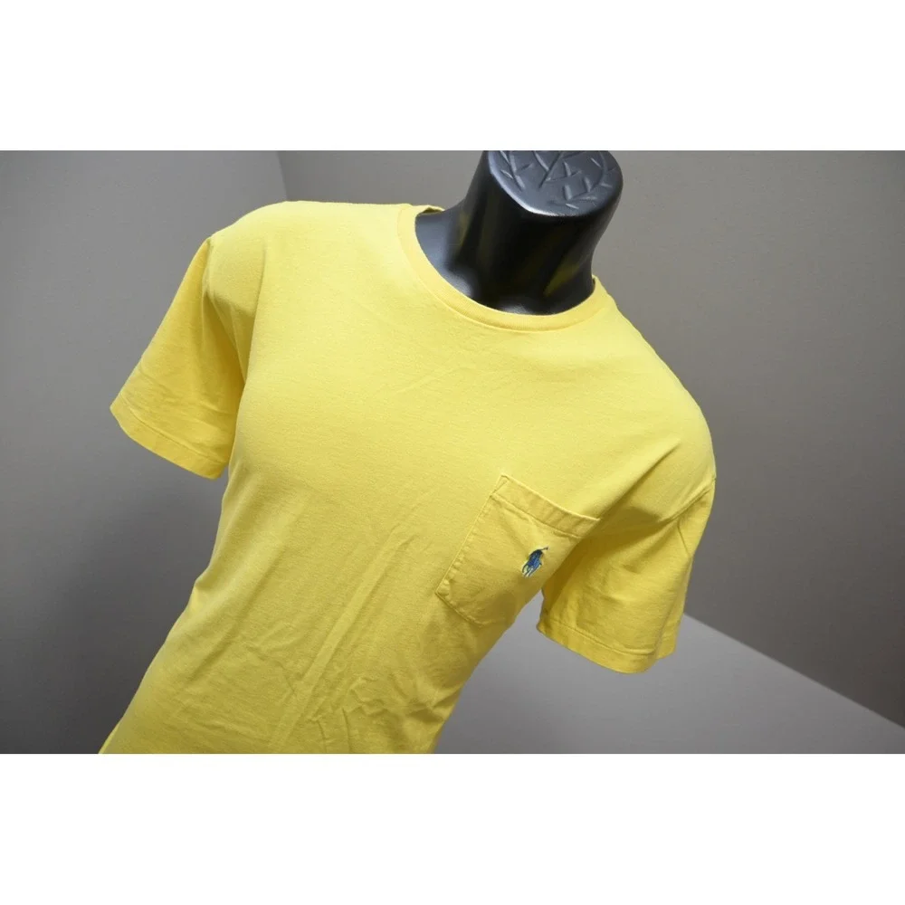 Polo Ralph Lauren T-Shirt Men Medium Yellow Pocket Short Sleeve‎ Classic Pony